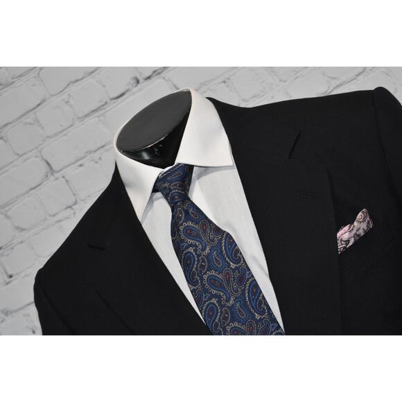 Jos A Bank Suit 2 Piece 2 Button Mens Size Jacket 41 Reg Wool Blue Pants 34 x 29 - Picture 4 of 13